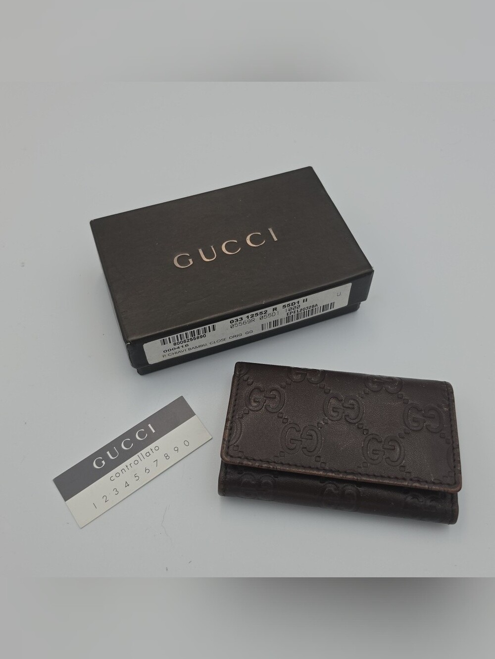 Gucci Guccissima Dark Brown Embossed GG Leather 6 Key Case W/ Box (EUC)(COA)✨️